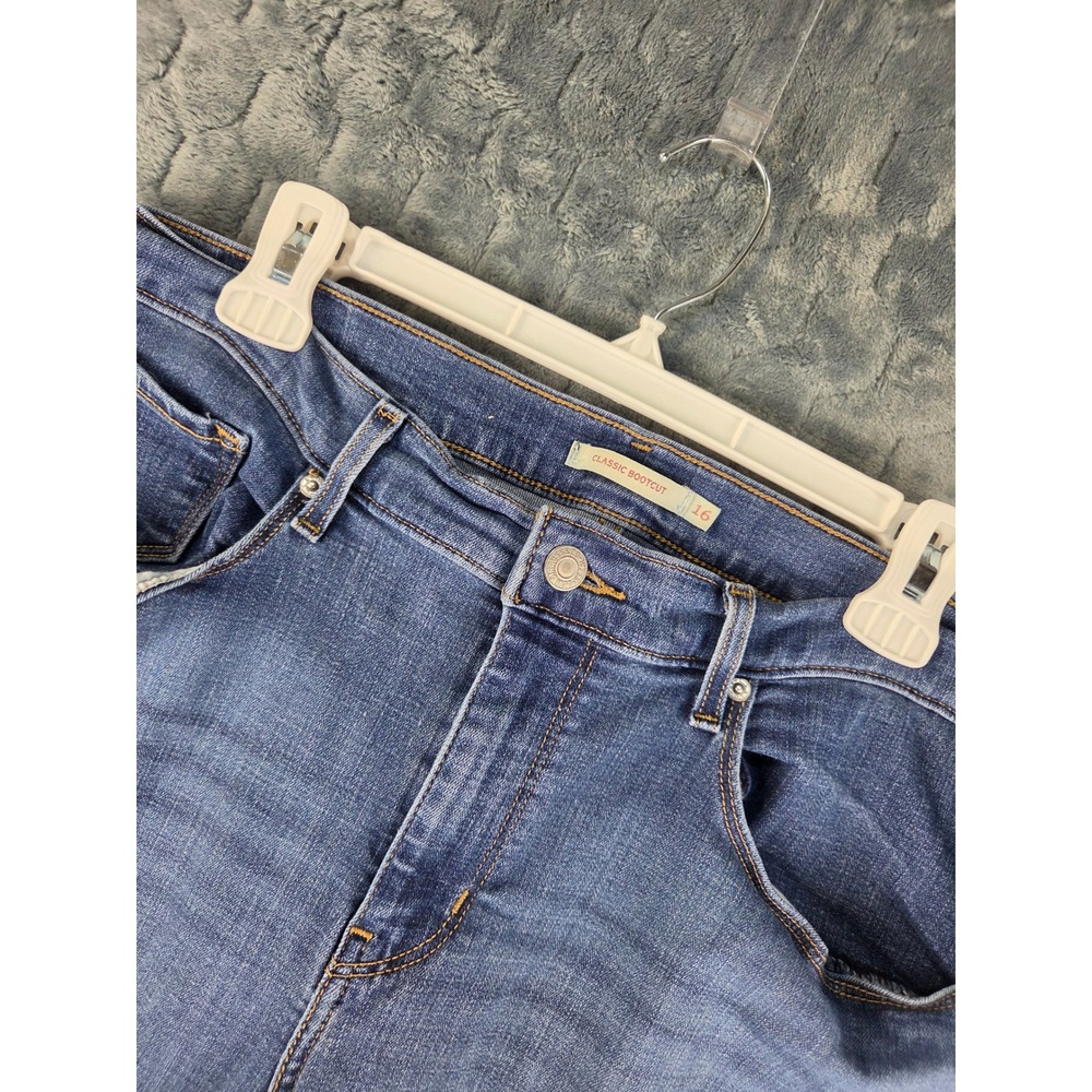 Levis Classic Bootcut Jeans Womens 16 Medium Wash Blue Denim Mid Rise Stretch